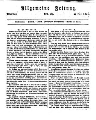 Allgemeine Zeitung Dienstag 29. Dezember 1801