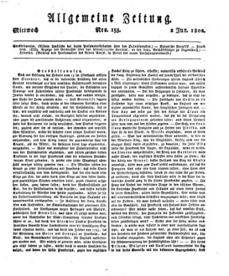 Allgemeine Zeitung Mittwoch 2. Juni 1802