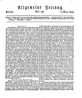 Allgemeine Zeitung Freitag 13. August 1802