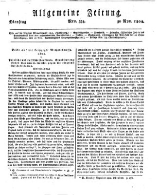 Allgemeine Zeitung Dienstag 30. November 1802