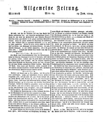 Allgemeine Zeitung Mittwoch 19. Januar 1803