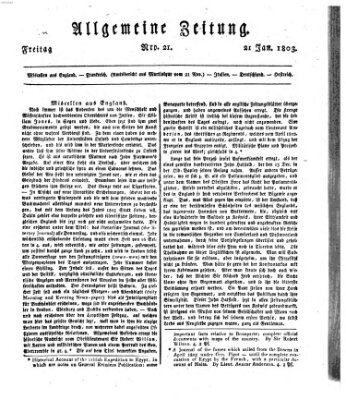 Allgemeine Zeitung Freitag 21. Januar 1803