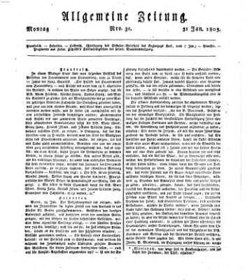 Allgemeine Zeitung Montag 31. Januar 1803