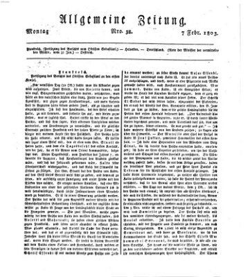 Allgemeine Zeitung Montag 7. Februar 1803