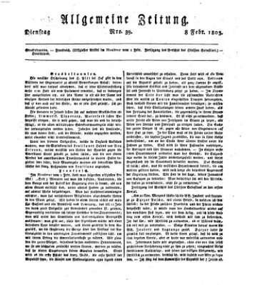 Allgemeine Zeitung Dienstag 8. Februar 1803