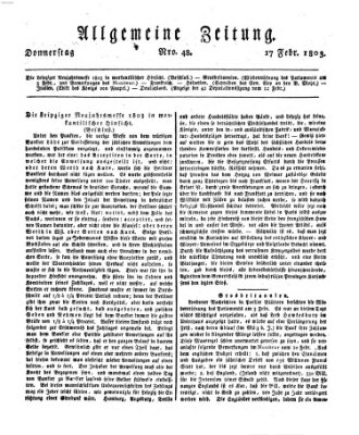 Allgemeine Zeitung Donnerstag 17. Februar 1803