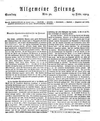 Allgemeine Zeitung Samstag 19. Februar 1803