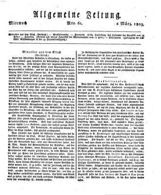 Allgemeine Zeitung Mittwoch 2. März 1803