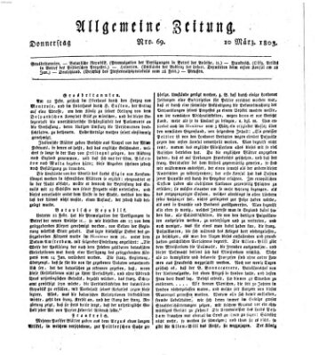 Allgemeine Zeitung Donnerstag 10. März 1803