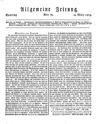 Allgemeine Zeitung Samstag 19. März 1803