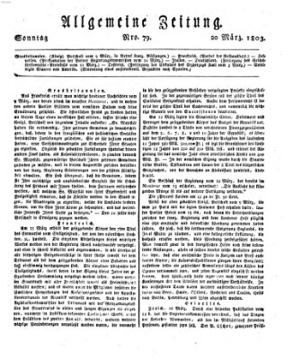 Allgemeine Zeitung Sonntag 20. März 1803