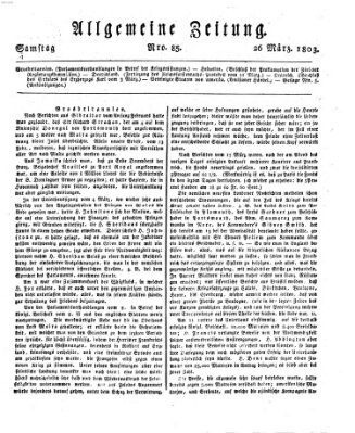 Allgemeine Zeitung Samstag 26. März 1803