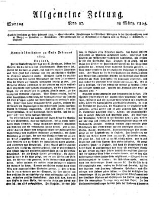 Allgemeine Zeitung Montag 28. März 1803