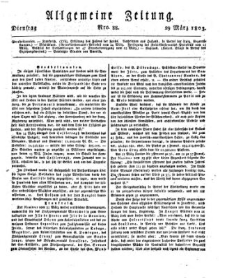 Allgemeine Zeitung Dienstag 29. März 1803