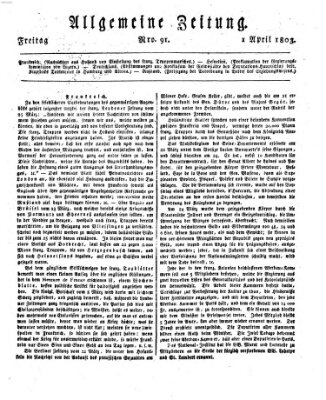 Allgemeine Zeitung Freitag 1. April 1803