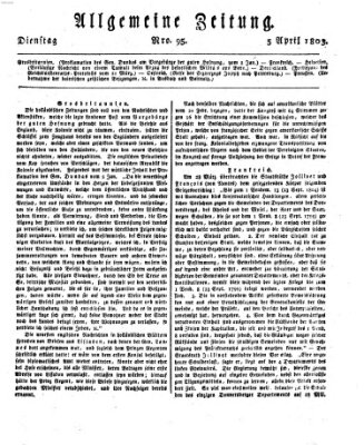 Allgemeine Zeitung Dienstag 5. April 1803