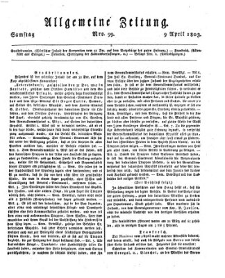 Allgemeine Zeitung Samstag 9. April 1803