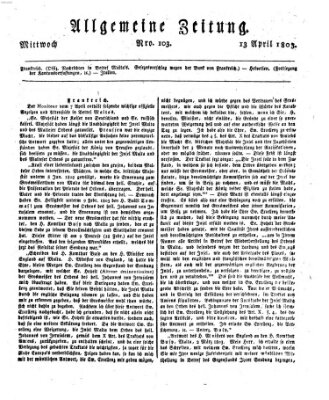 Allgemeine Zeitung Mittwoch 13. April 1803