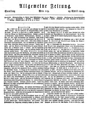 Allgemeine Zeitung Samstag 23. April 1803