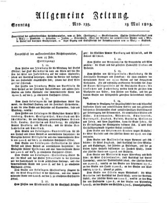 Allgemeine Zeitung Sonntag 15. Mai 1803