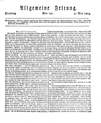 Allgemeine Zeitung Dienstag 31. Mai 1803