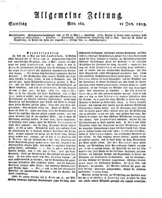 Allgemeine Zeitung Samstag 11. Juni 1803