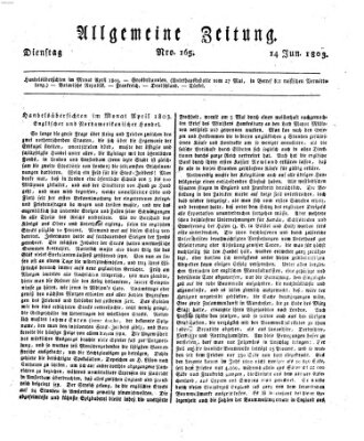 Allgemeine Zeitung Dienstag 14. Juni 1803