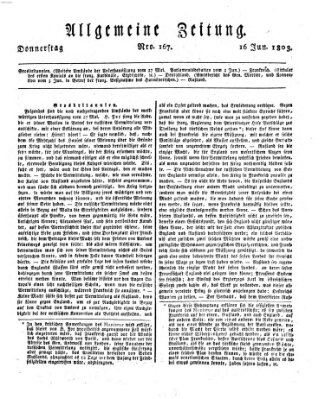 Allgemeine Zeitung Donnerstag 16. Juni 1803