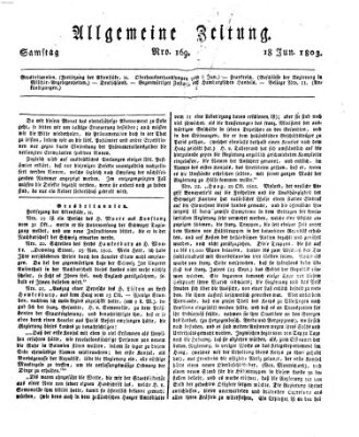 Allgemeine Zeitung Samstag 18. Juni 1803