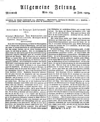 Allgemeine Zeitung Mittwoch 22. Juni 1803