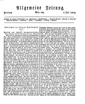 Allgemeine Zeitung Freitag 8. Juli 1803