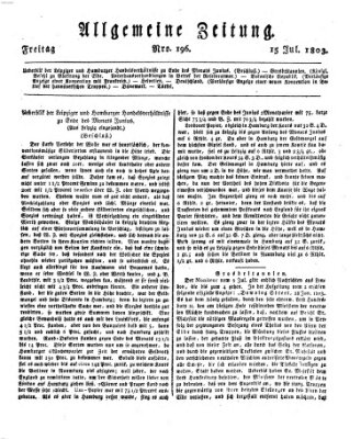 Allgemeine Zeitung Freitag 15. Juli 1803