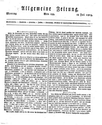 Allgemeine Zeitung Montag 18. Juli 1803