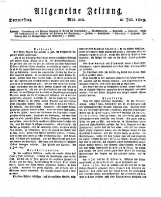 Allgemeine Zeitung Donnerstag 21. Juli 1803