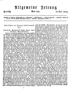 Allgemeine Zeitung Freitag 22. Juli 1803