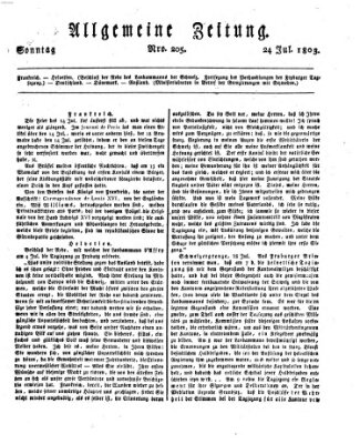 Allgemeine Zeitung Sonntag 24. Juli 1803