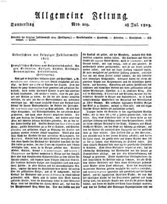 Allgemeine Zeitung Donnerstag 28. Juli 1803