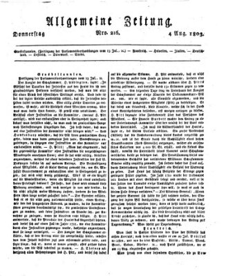 Allgemeine Zeitung Donnerstag 4. August 1803