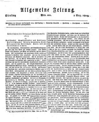 Allgemeine Zeitung Dienstag 9. August 1803