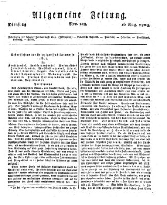 Allgemeine Zeitung Dienstag 16. August 1803