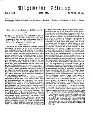 Allgemeine Zeitung Samstag 20. August 1803