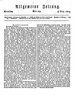 Allgemeine Zeitung Samstag 27. August 1803