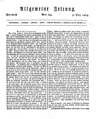 Allgemeine Zeitung Mittwoch 31. August 1803