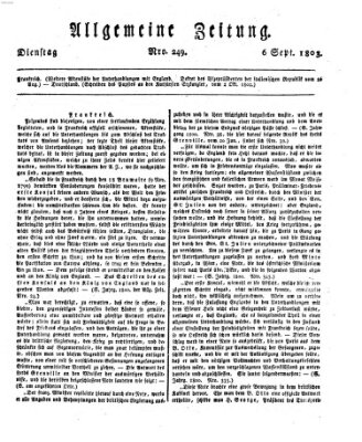 Allgemeine Zeitung Dienstag 6. September 1803