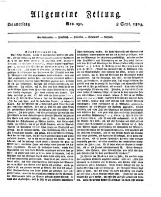 Allgemeine Zeitung Donnerstag 8. September 1803