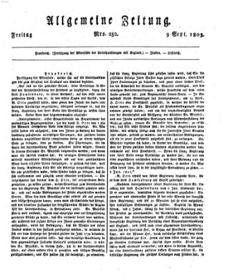 Allgemeine Zeitung Freitag 9. September 1803