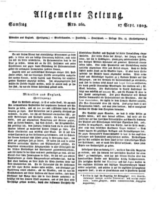 Allgemeine Zeitung Samstag 17. September 1803