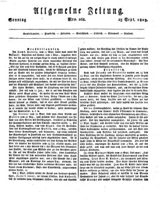 Allgemeine Zeitung Sonntag 25. September 1803