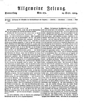 Allgemeine Zeitung Donnerstag 29. September 1803