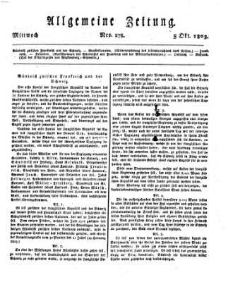 Allgemeine Zeitung Mittwoch 5. Oktober 1803